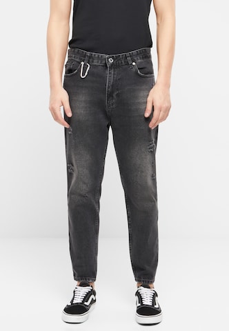 2Y Premium Tapered Jeans in Black: front