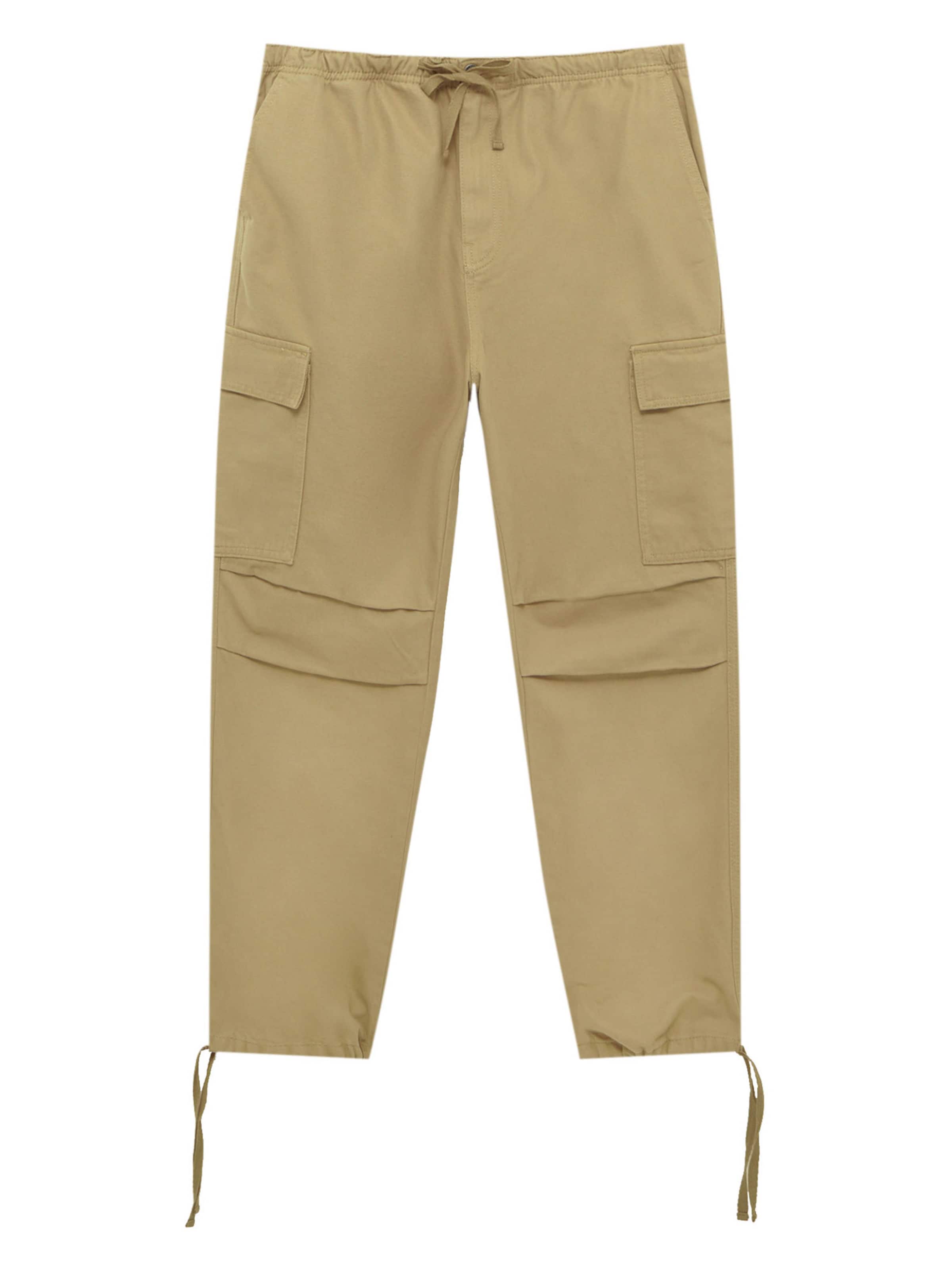 Pull&Bear Tapered Hose in Beige: Vorderseite