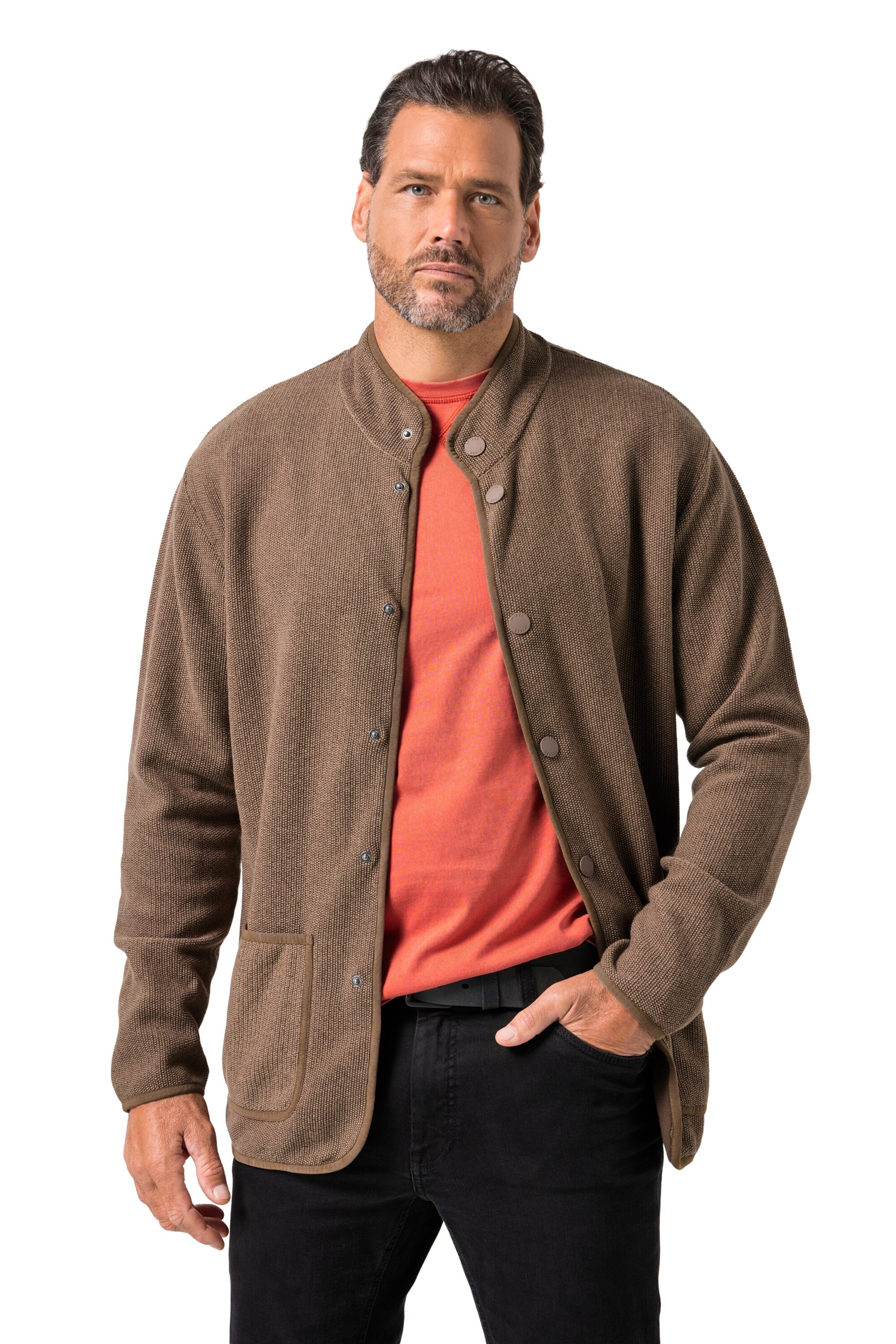 JP1880 Gebreid vest in Bruin: voorkant