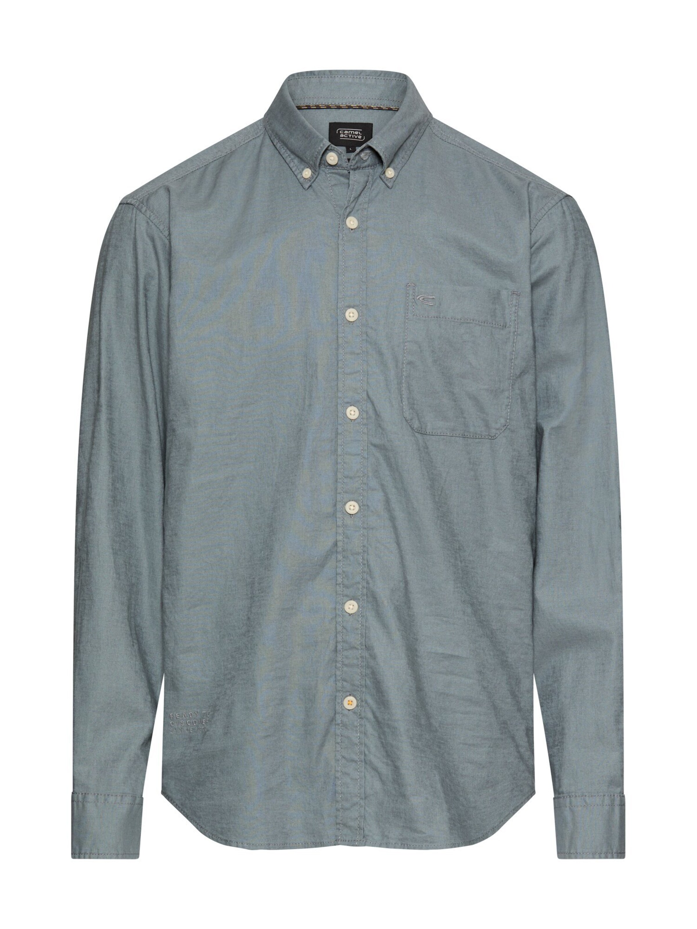 CAMEL ACTIVE Langarm Hemd aus Leinen-Baumwoll-Mix in blau, Produktansicht