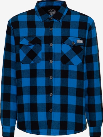 King Kerosin Button Up Shirt in Blue: front