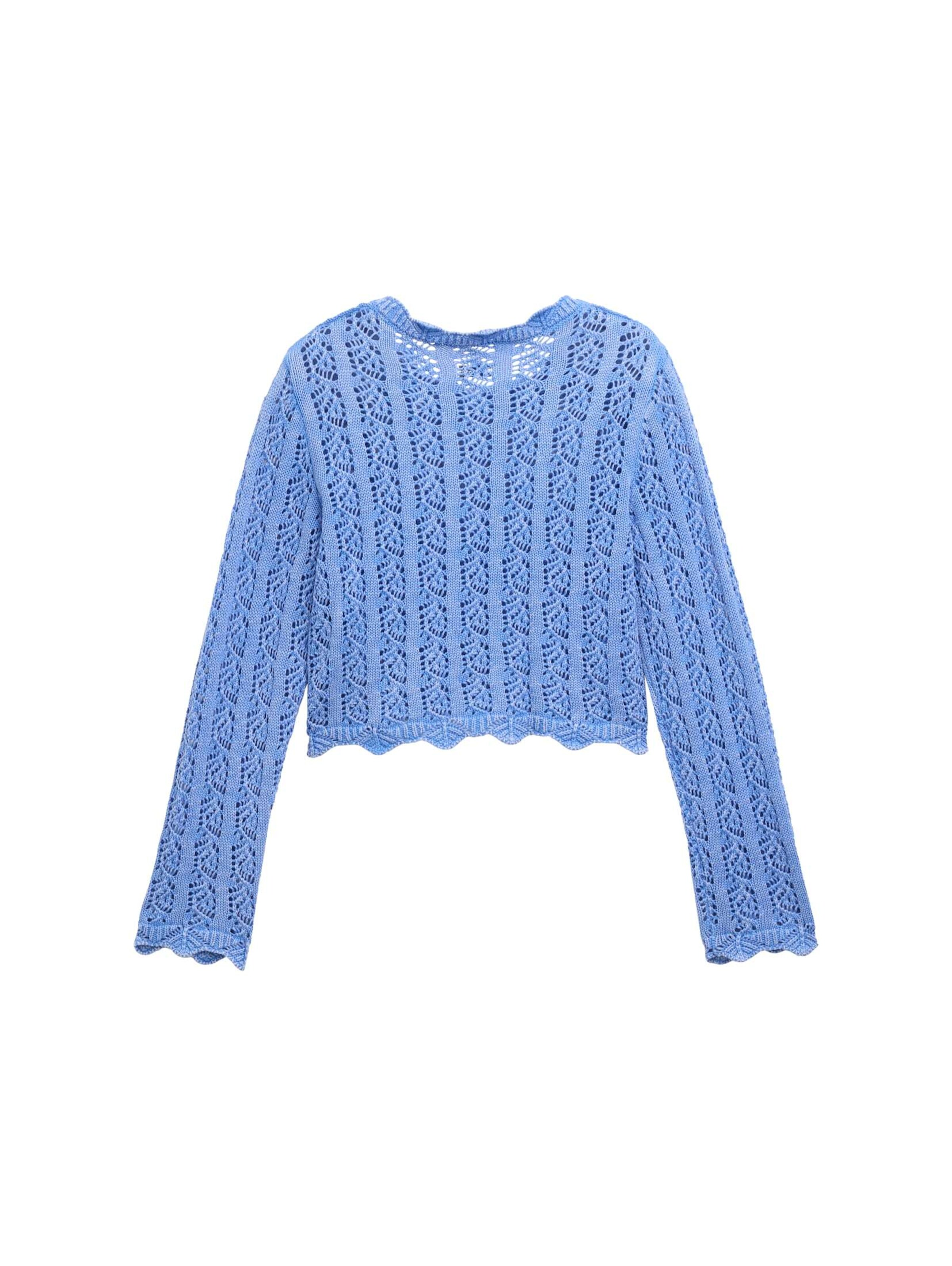 TOM TAILOR Trui 'Ajour' in Blauw