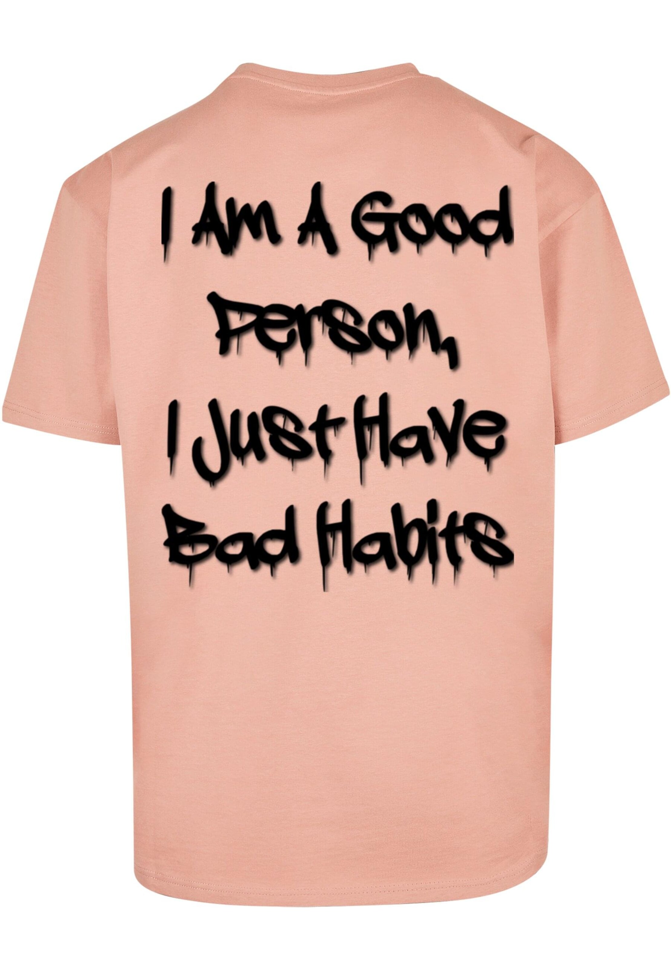 T-Shirt 'Bad Habits' Merchcode en rose