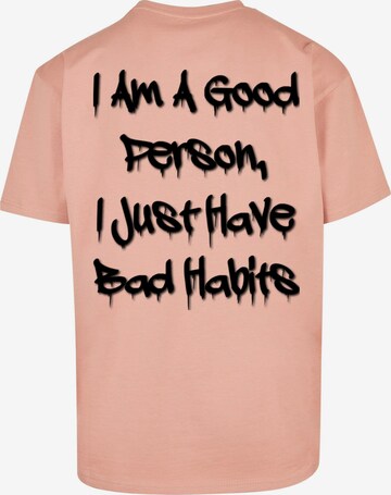 Merchcode T-Shirt 'Bad Habits' in Pink