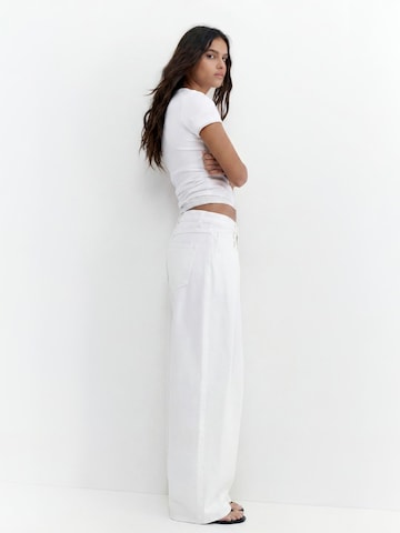 Pull&Bear Barrel Plisované rifle - Biela
