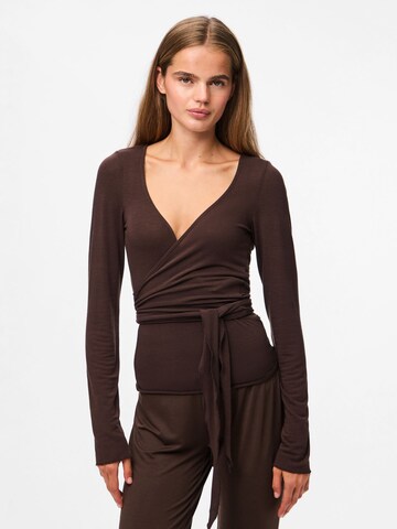 PIECES Shirt 'PCROYA' in Brown: front