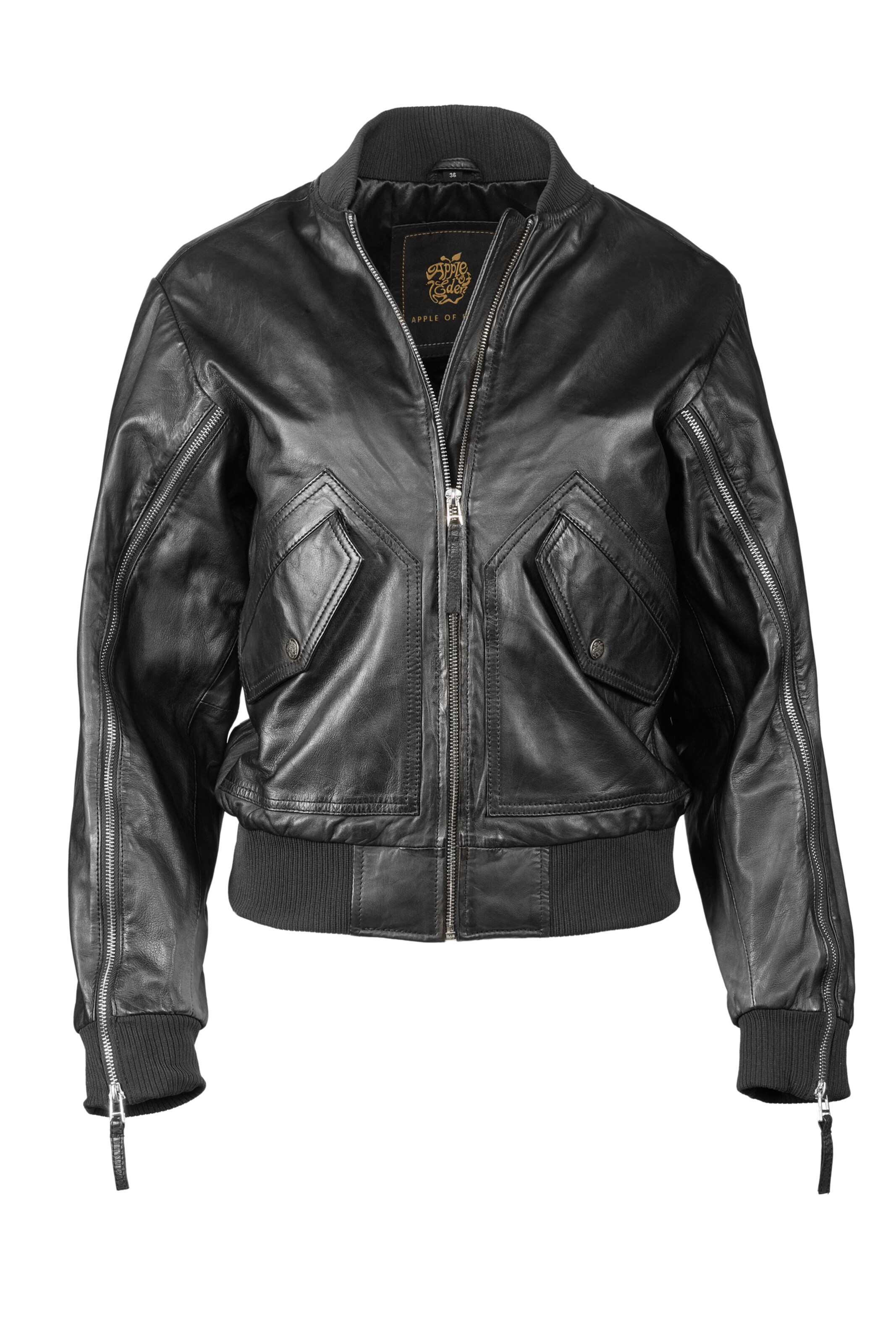 Apple of Eden Lederjacke AOE-143 in schwarz, Produktansicht