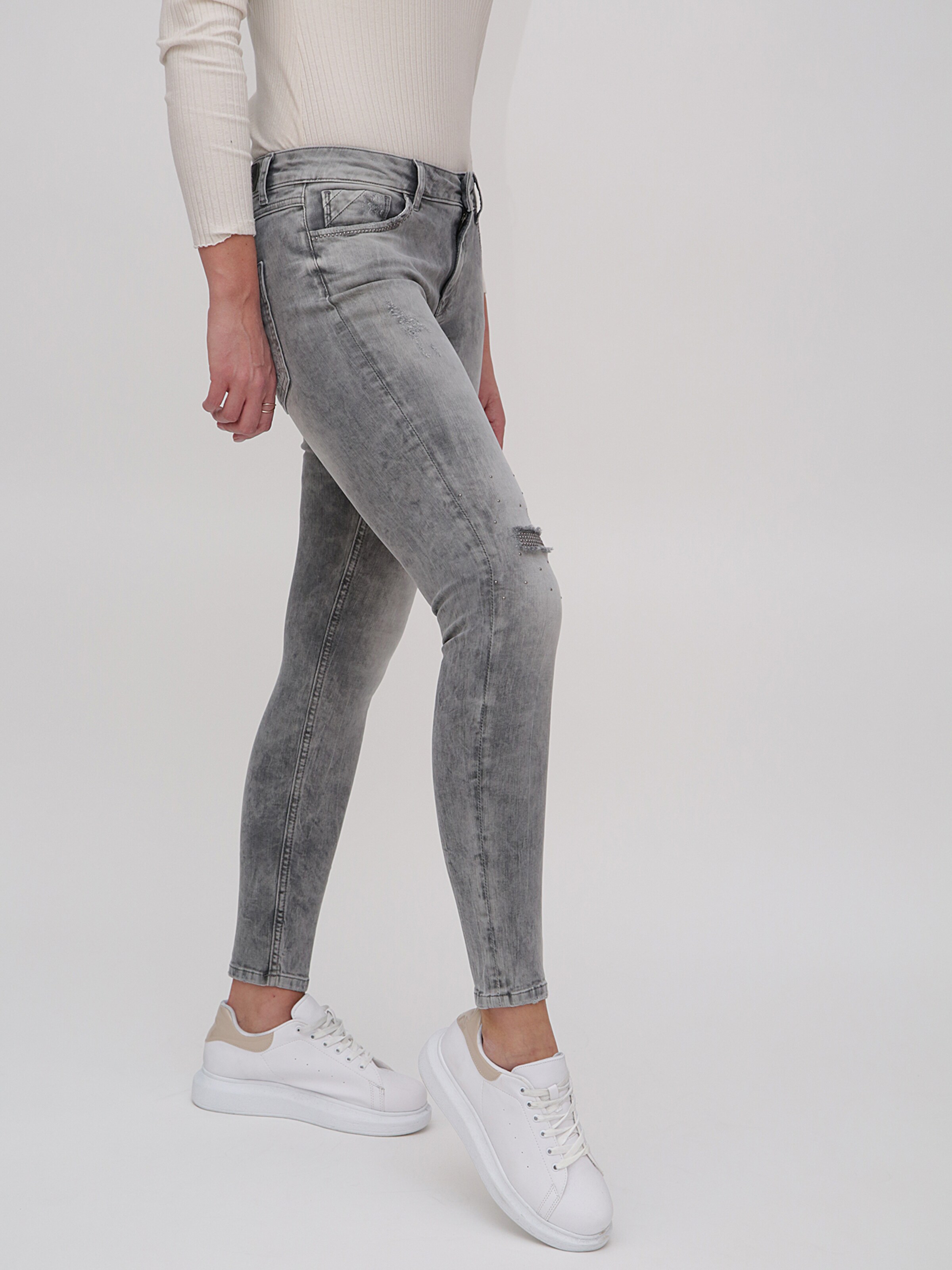 Frauen Jeans Miracle of Denim Tapered Fit Jeans Lola in Grau - VK39591 Frauen Jeans Miracle of Denim Tapered Fit Jeans Lola in Grau - VK39591