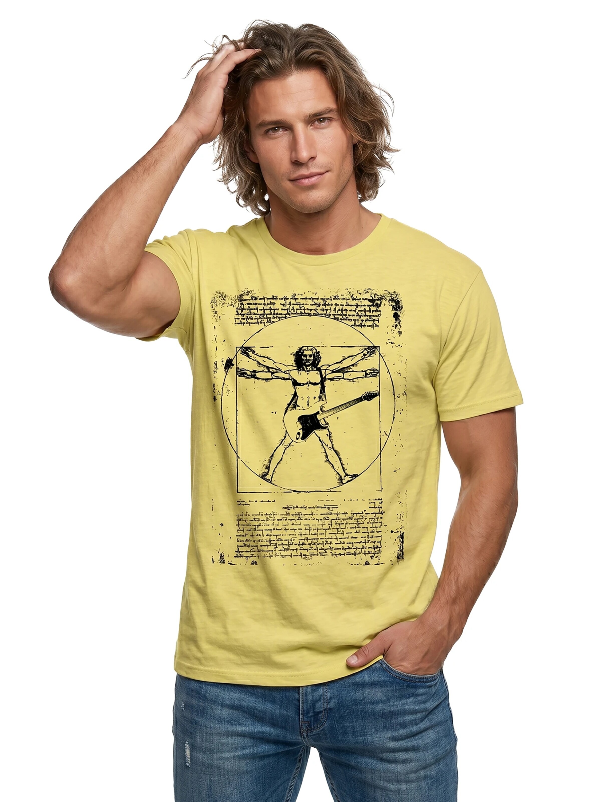 MAKAYA Shirt 'Da Vinci Rock' in Yellow