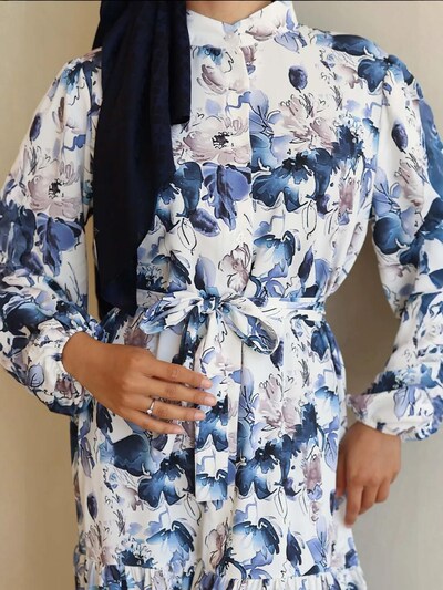 Bigdart Vestido em marinho / azul claro / malva / branco, Vista do artigo