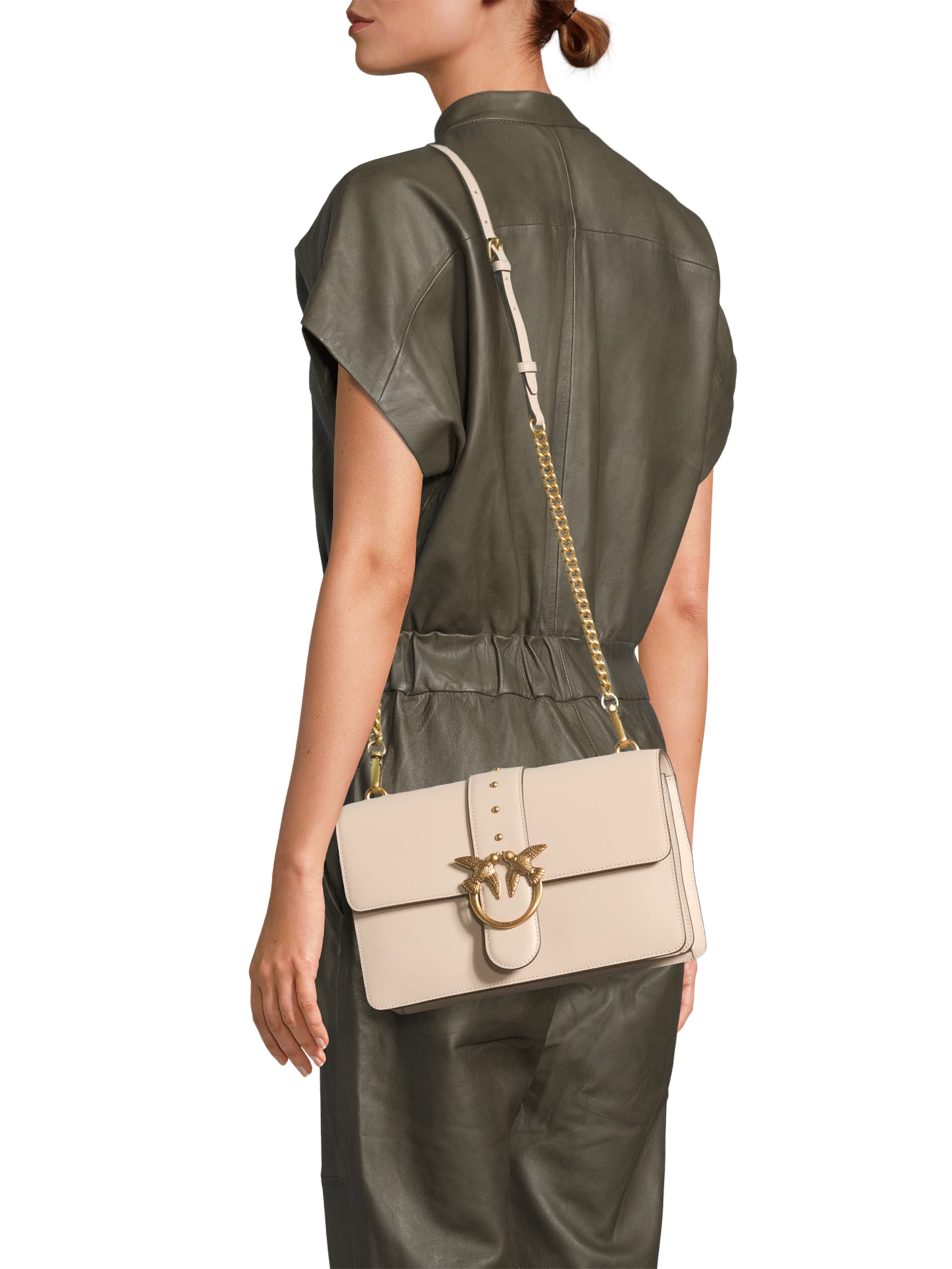 PINKO - Bolso de hombro 'LOVE ONE CLASSIC' en beige