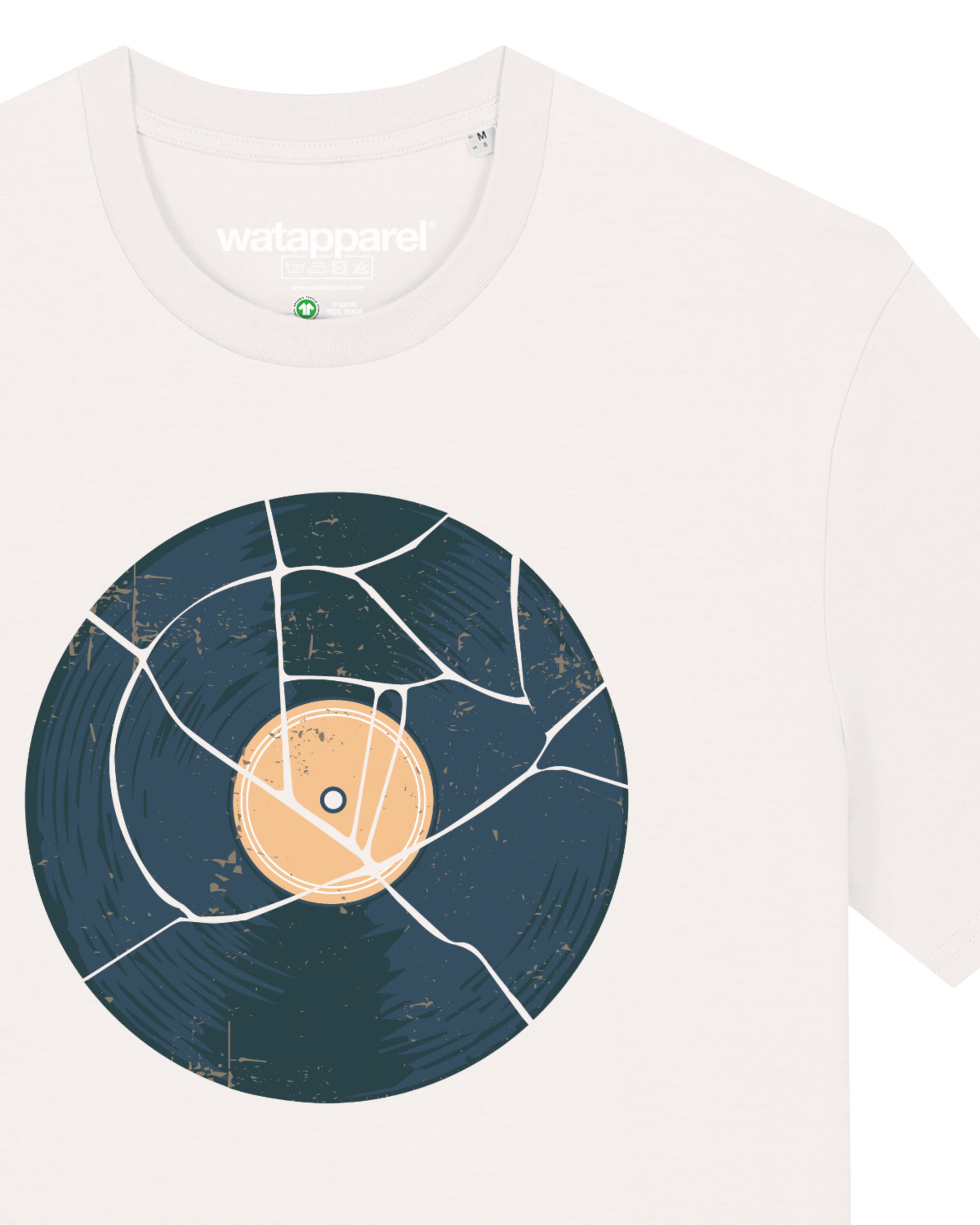 T-Shirt ' Broken Vinyl ' Watapparel en blanc