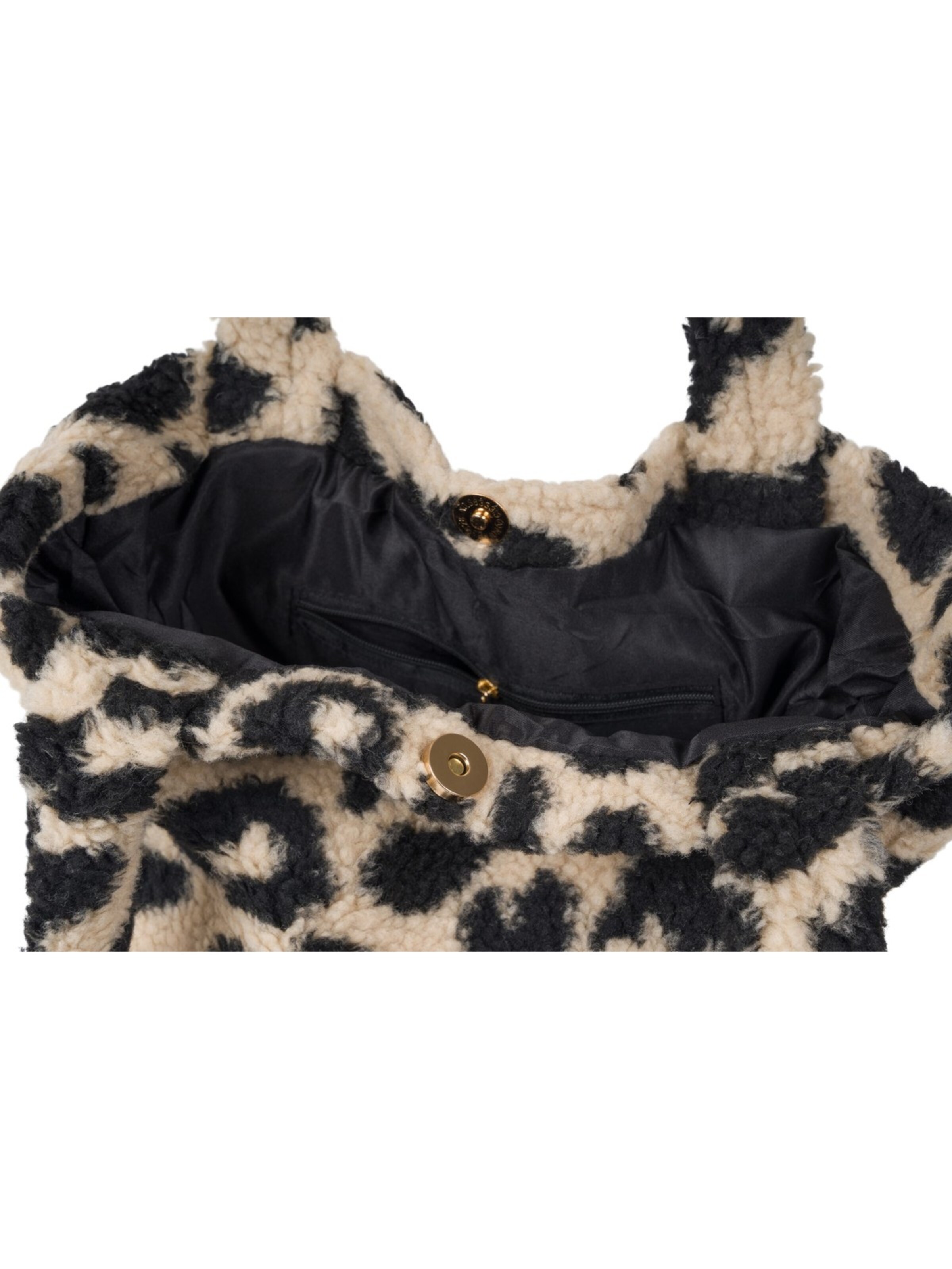 styleBREAKER Shoulder bag 'Leo Shopper Teddyfell Optik' in Beige