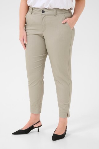 KAFFE CURVE Slim fit Trousers 'Leana' in Grey: front
