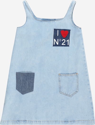 N°21 Kleid in nachtblau / blue denim / blutrot / weiß, Produktansicht