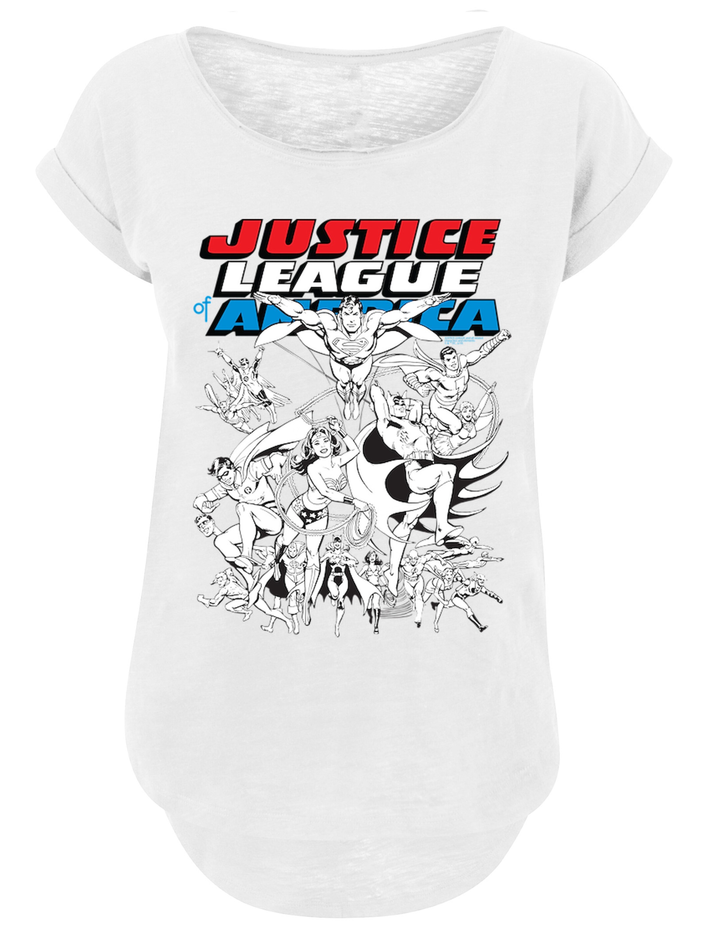 F4NT4STIC Shirt 'Justice League Mono Action Pose' in Weiß: Vorderseite