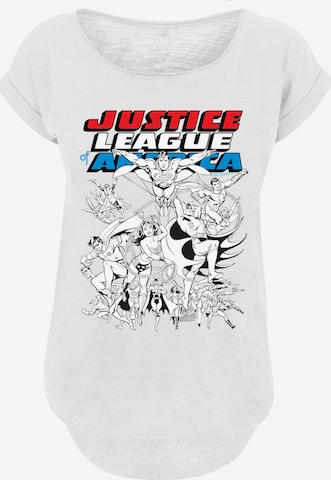 F4NT4STIC Shirt 'Justice League Mono Action Pose' in Weiß: Vorderseite