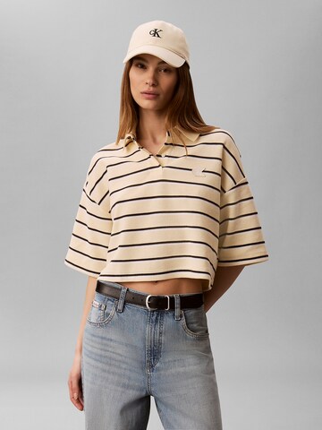 T-shirt Calvin Klein Jeans en beige : devant