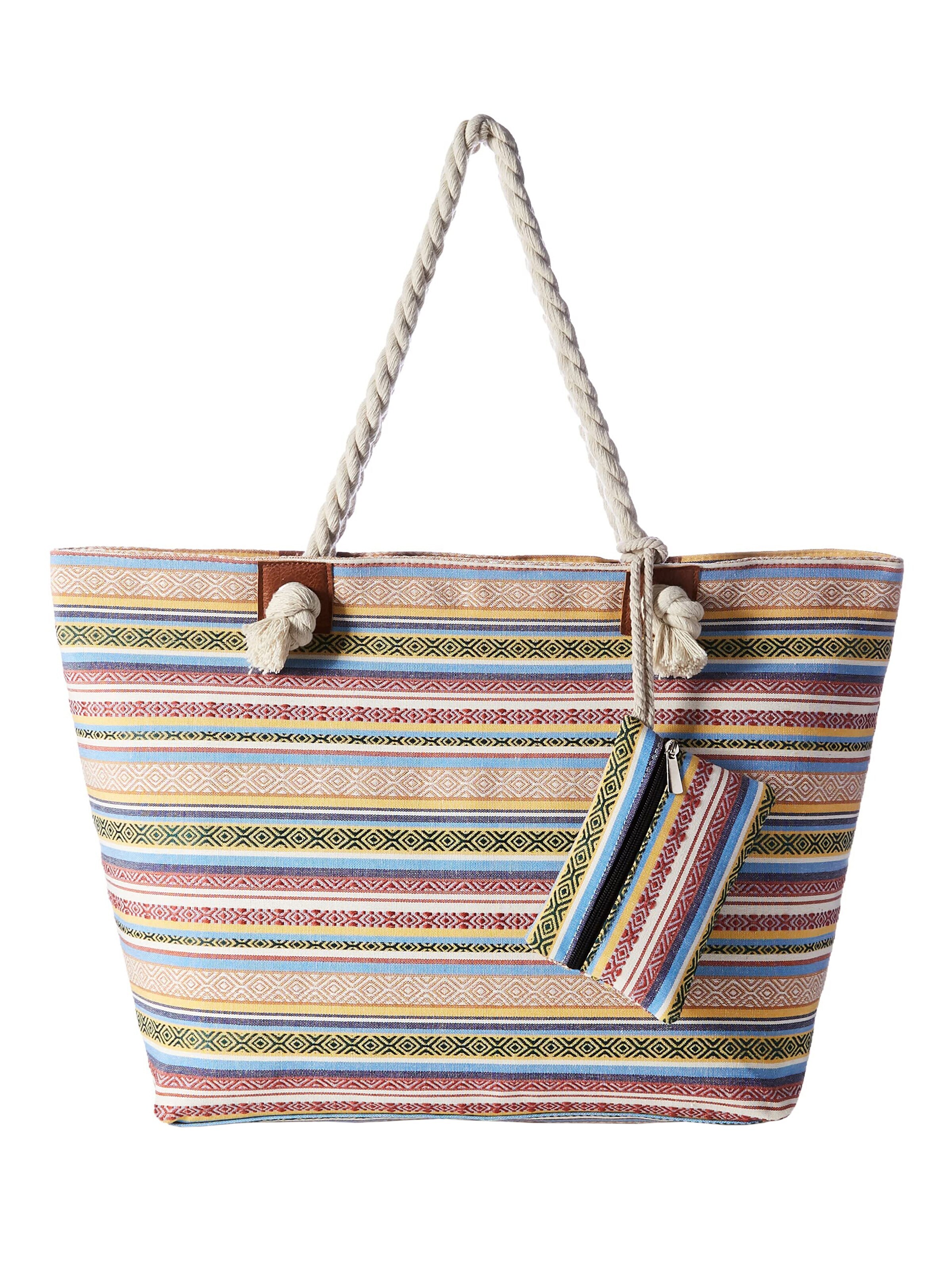 DonDon Beach Bag 'DonDon Strandtasche mit Reißverschluss Shopper Beach bag Badetasche - Paisley' in Pink: front
