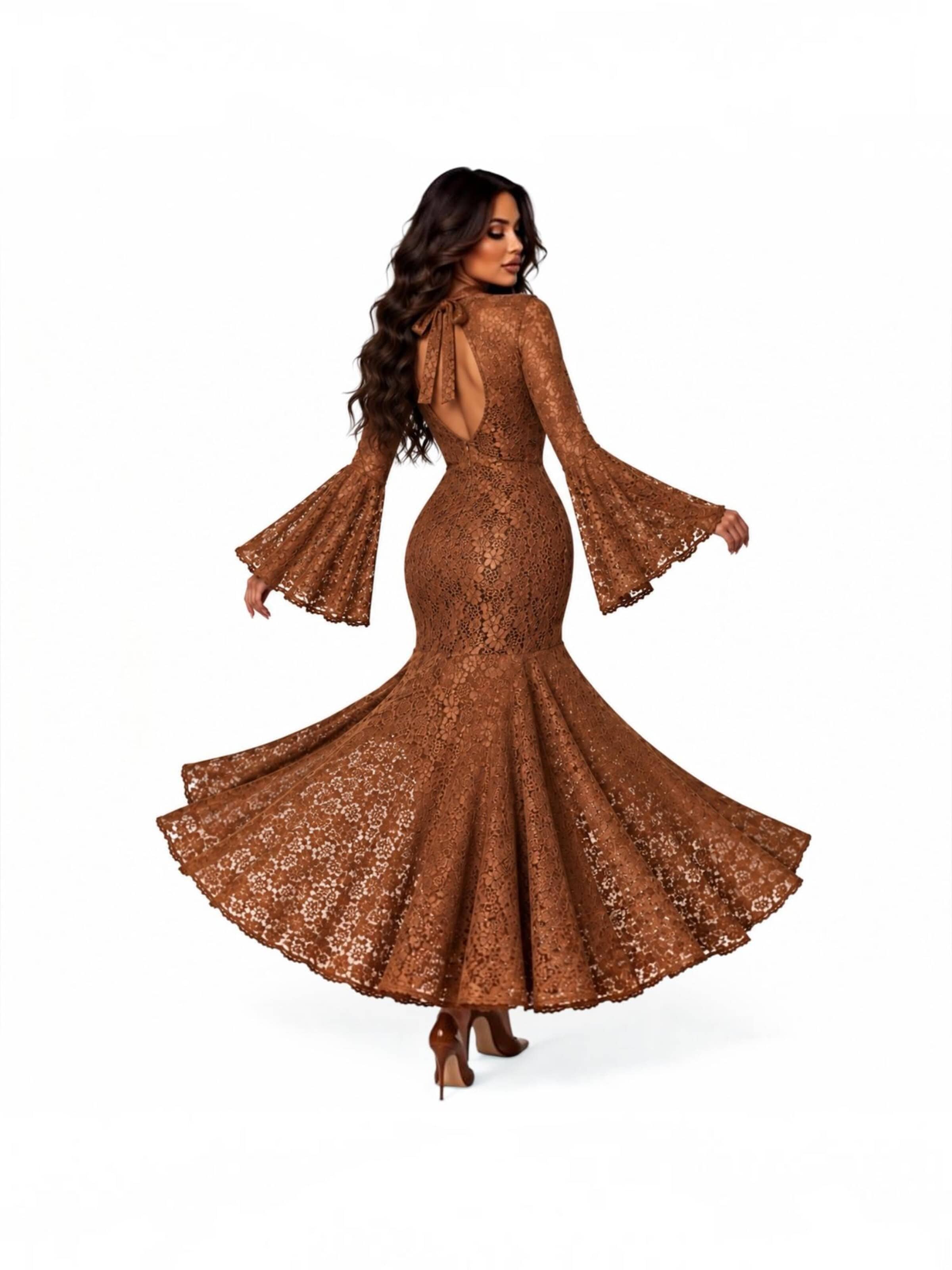 Elena Athanasiadou Avondjurk 'Lune de Soir' in Bruin