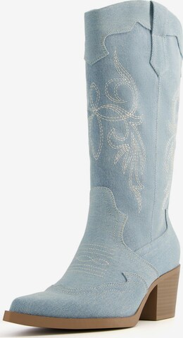 Bershka Cowboy boot in Blue: front