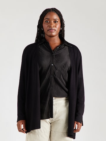 SAMOON Knit cardigan in Black: front