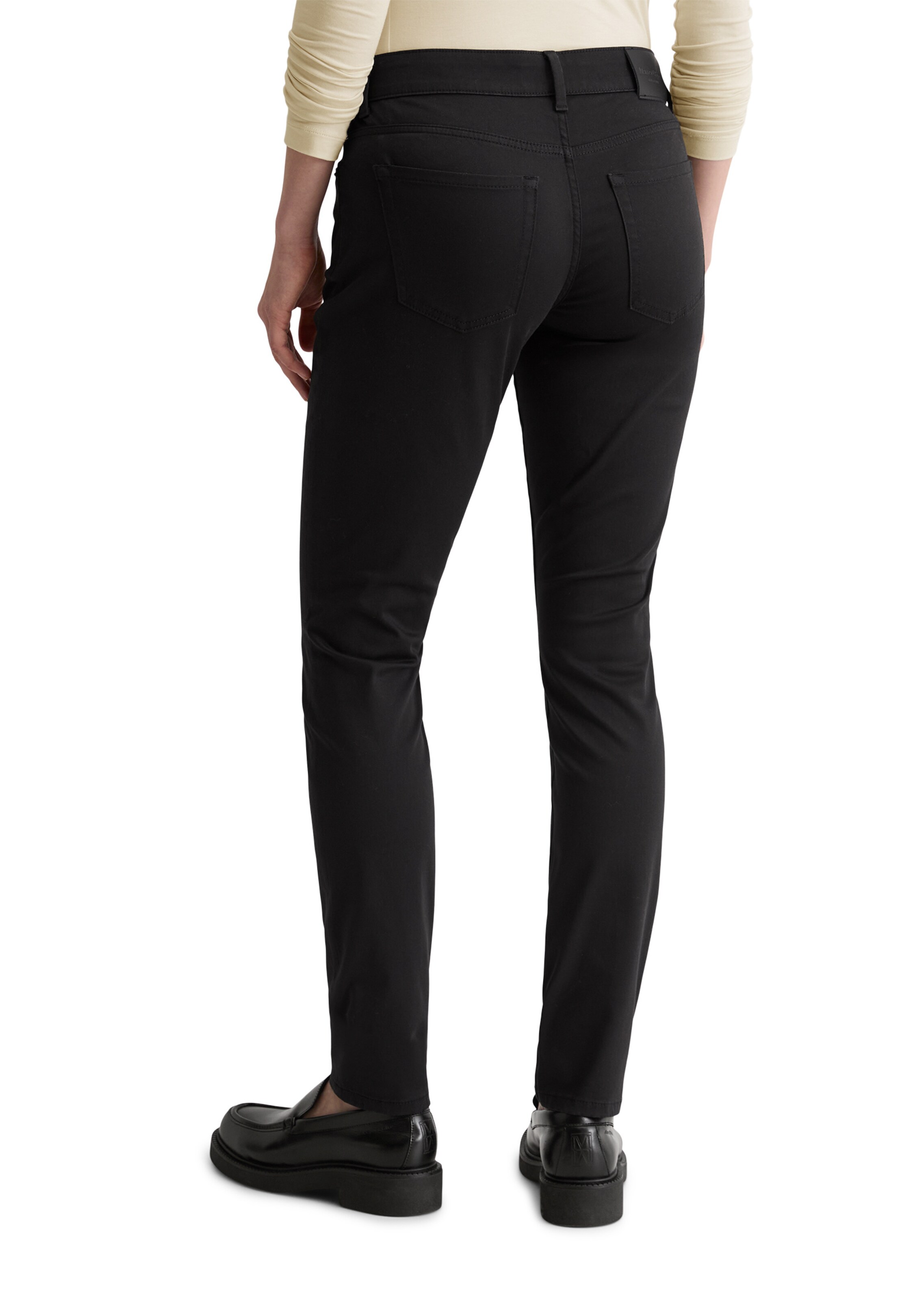 Marc O'Polo Slimfit Bandplooibroek 'Alby' in Zwart