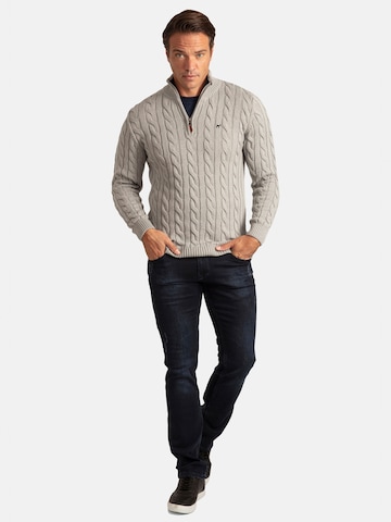 Williot Hair Braid Pattern Half Zip Soft Touch pullover in Grau