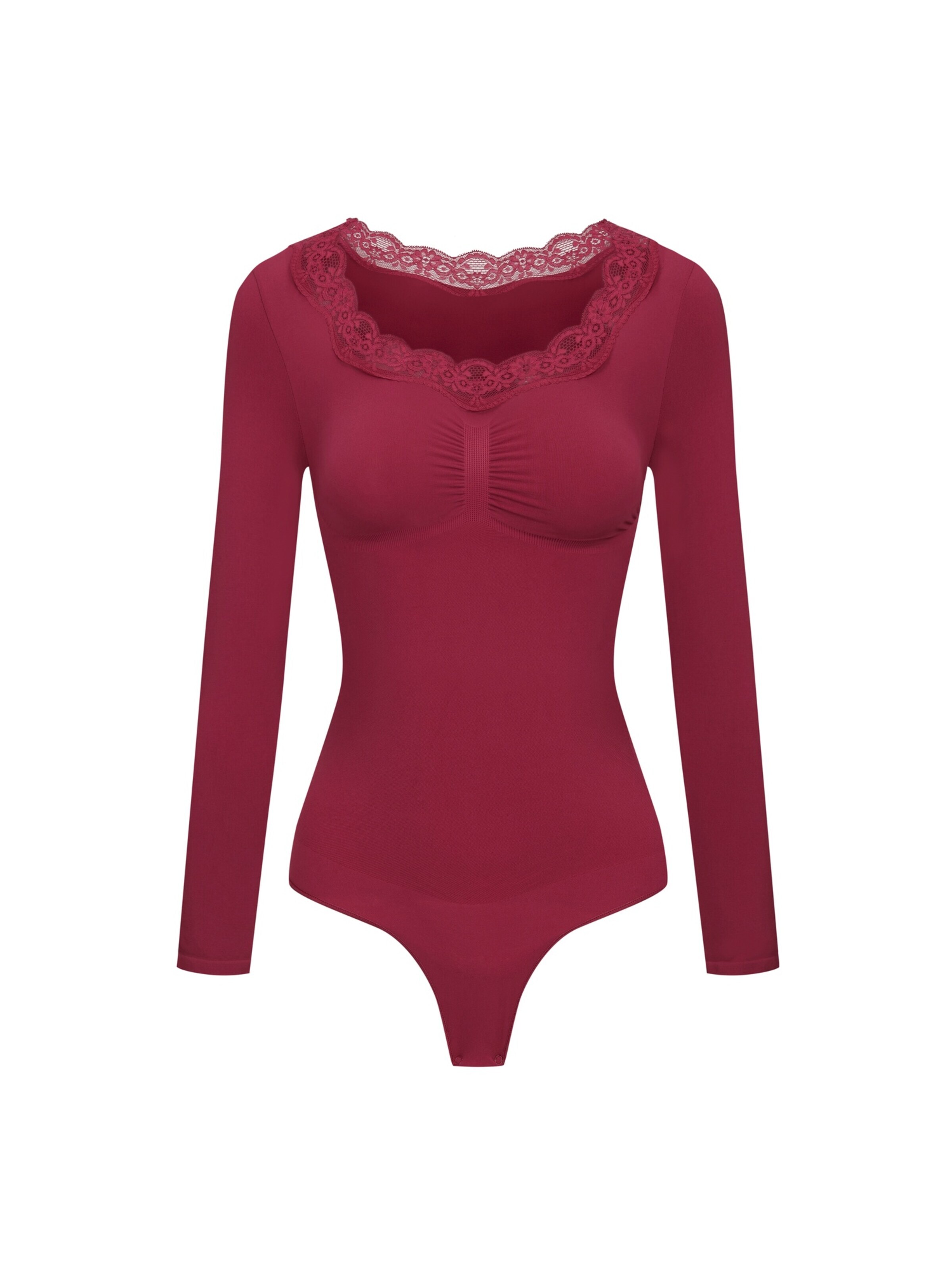 cfab - Body modelador 'Lace Bodysuit Sculpting Shapewear Longsleeve mit String' em rosa: frente