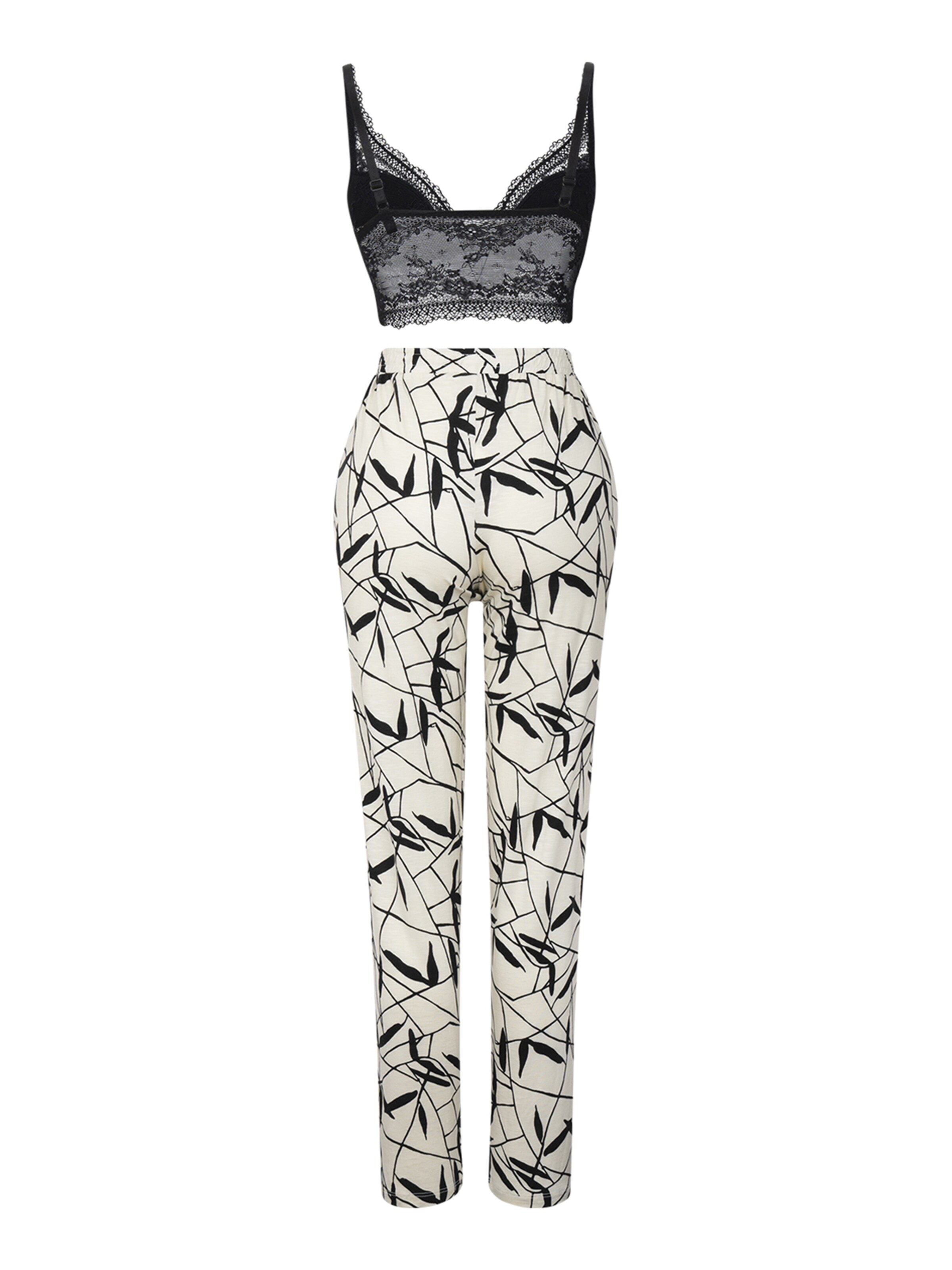 Goldenbay Sleepwear-Set ' Kimono, Bralet & Pants Petunia ' in Schwarz