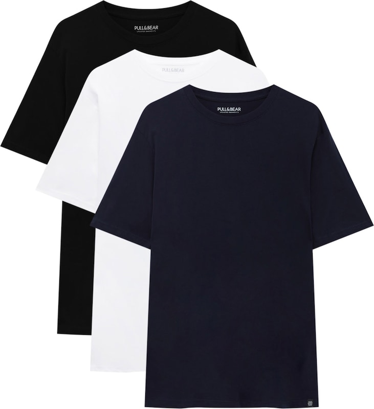 Pull&Bear T-Shirt in Navy Schwarz Weiß Pull&Bear T-Shirt in Navy Schwarz Weiß