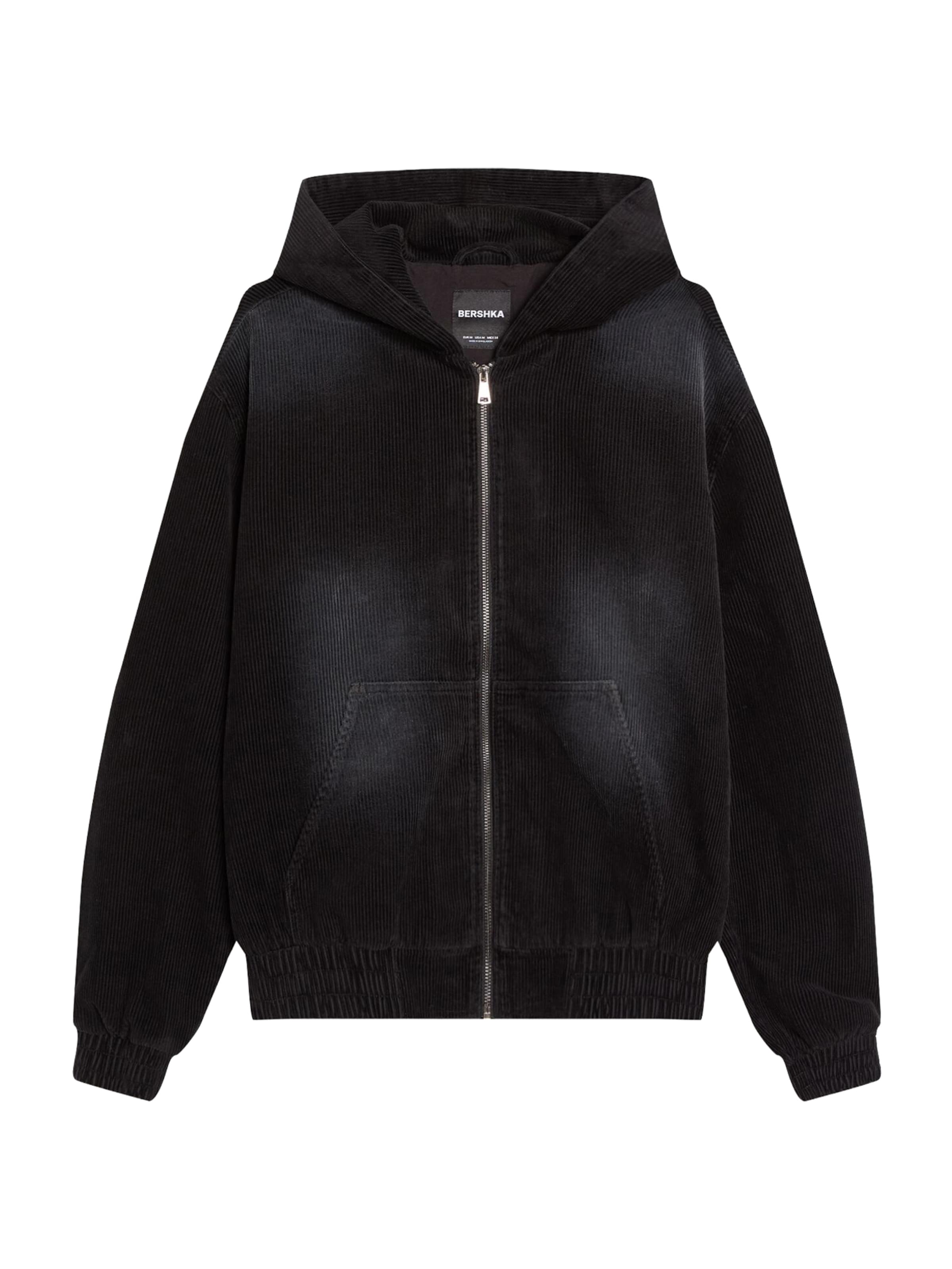 BershkaPrijelazna jakna - crna boja: prednji dio