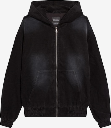 BershkaPrijelazna jakna - crna boja: prednji dio