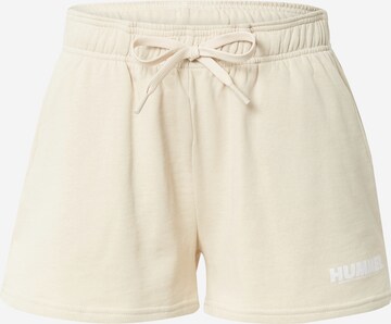 Hummel Regular Workout Pants in Beige: front