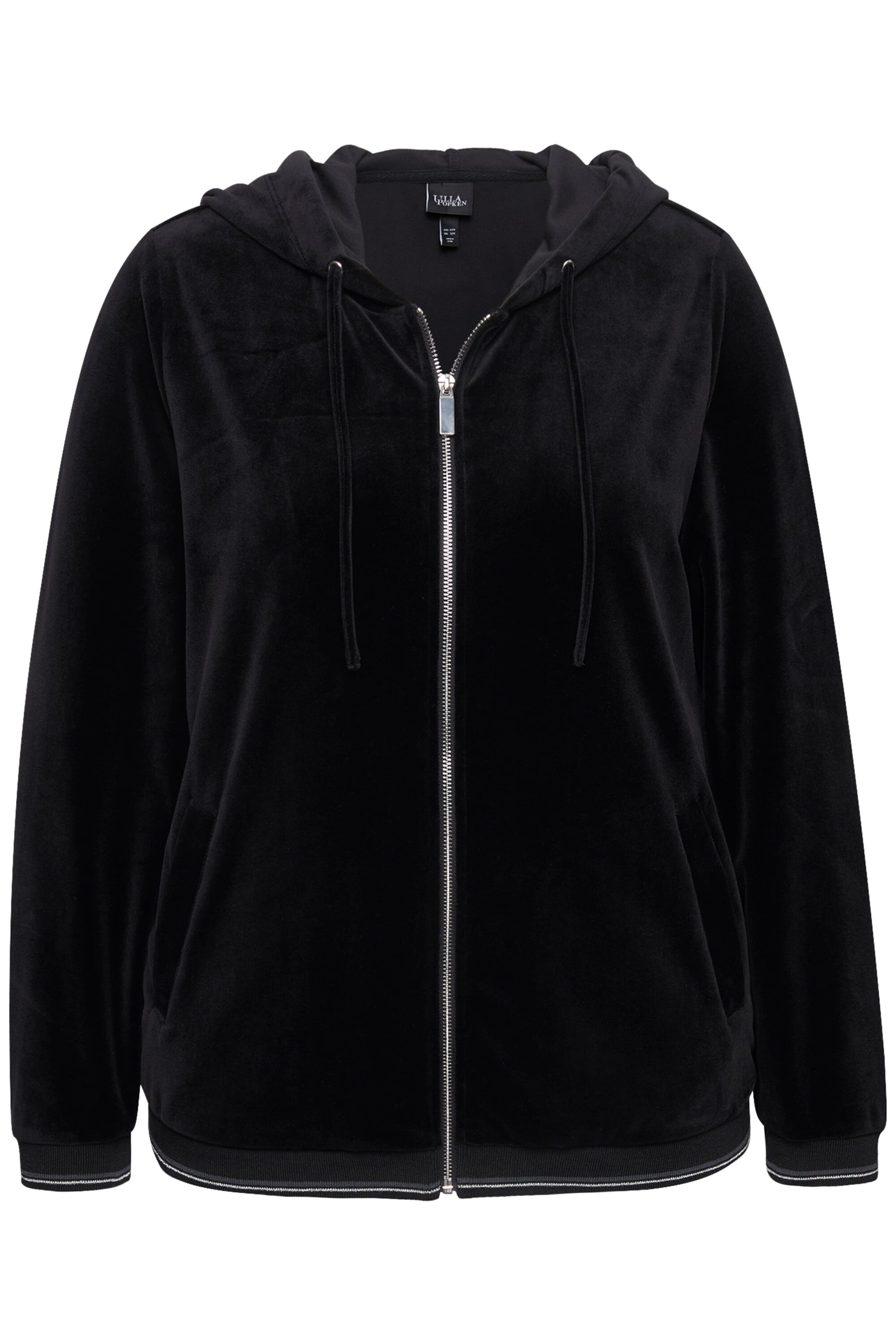 Ulla Popken Sweatjacke in Schwarz: Vorderseite