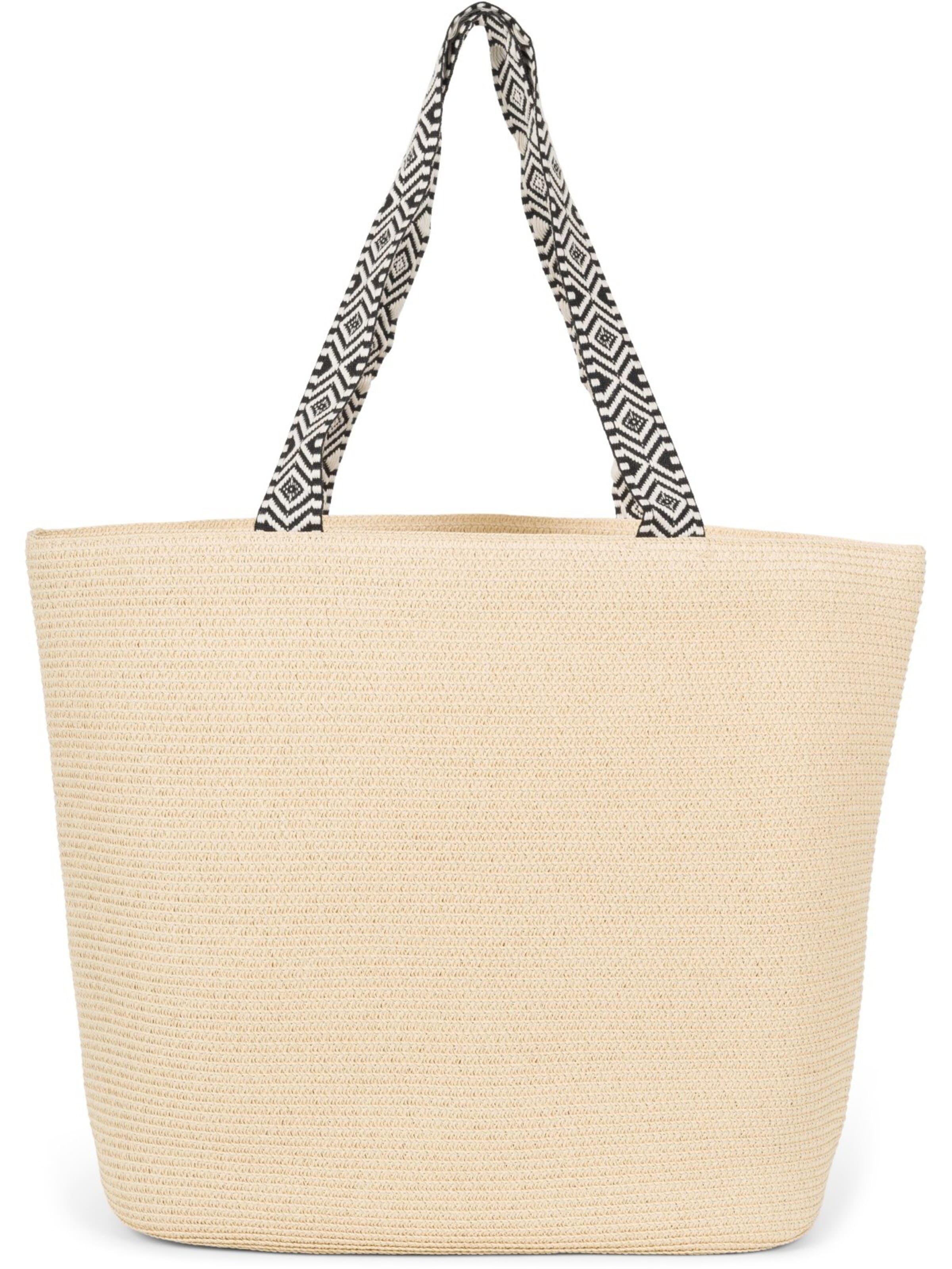 styleBREAKER Strandtasche 'Papierstroh Strandtasche Azteken Muster'‌‌‌‌ in Beige