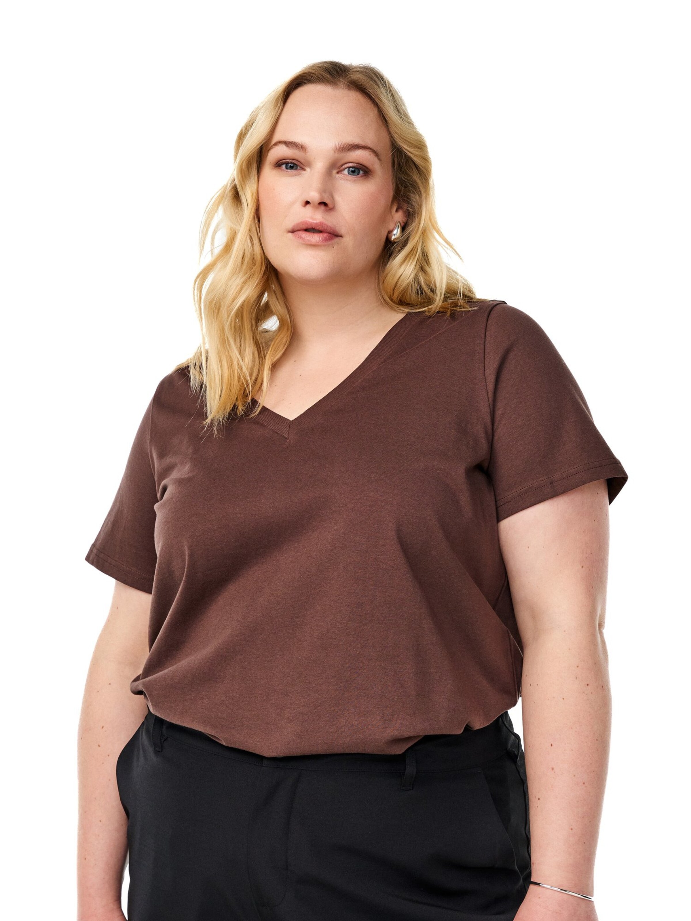 Zizzi Shirt 'VCHARLIN' in Brown: front