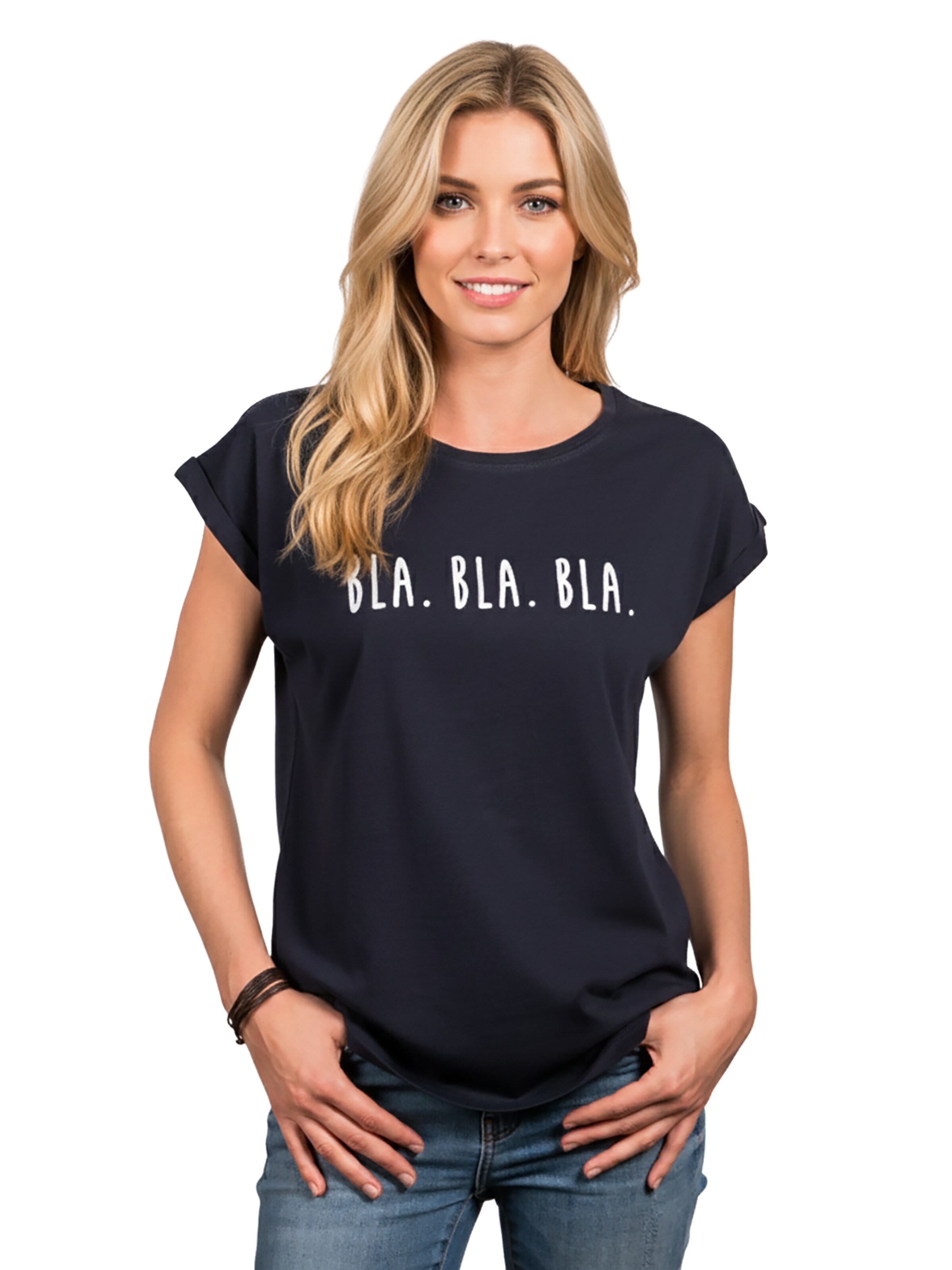 MAKAYA Shirt 'Bla Bla Bla' in Blue: front