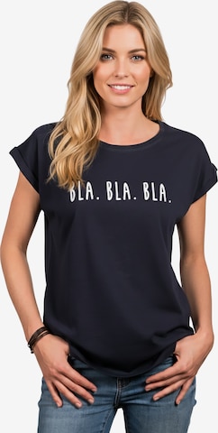 MAKAYA Shirt 'Bla Bla Bla' in Blue: front