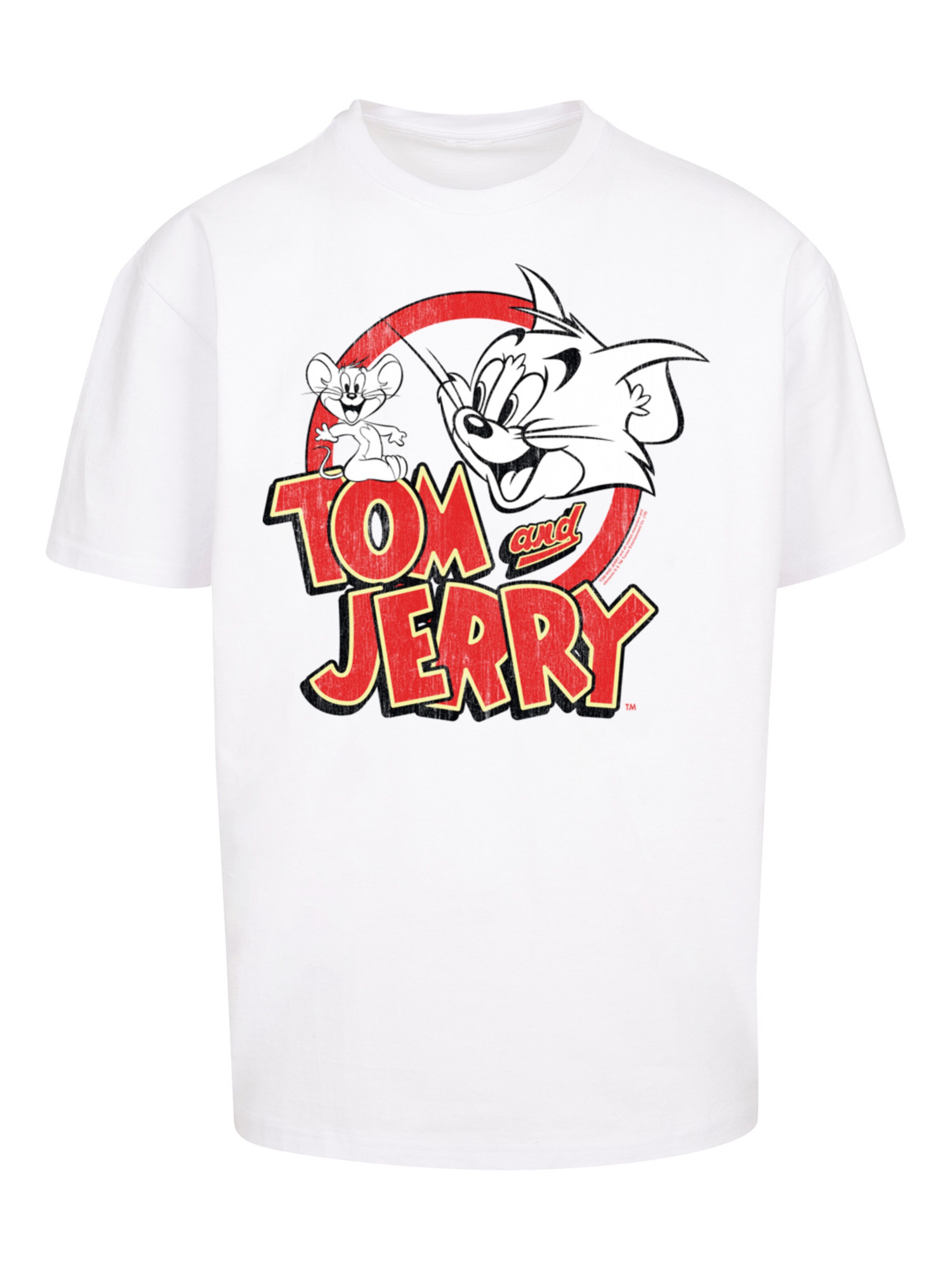 F4NT4STIC T-Shirt 'Tom And Jerry Distressed' in Weiß: Vorderseite