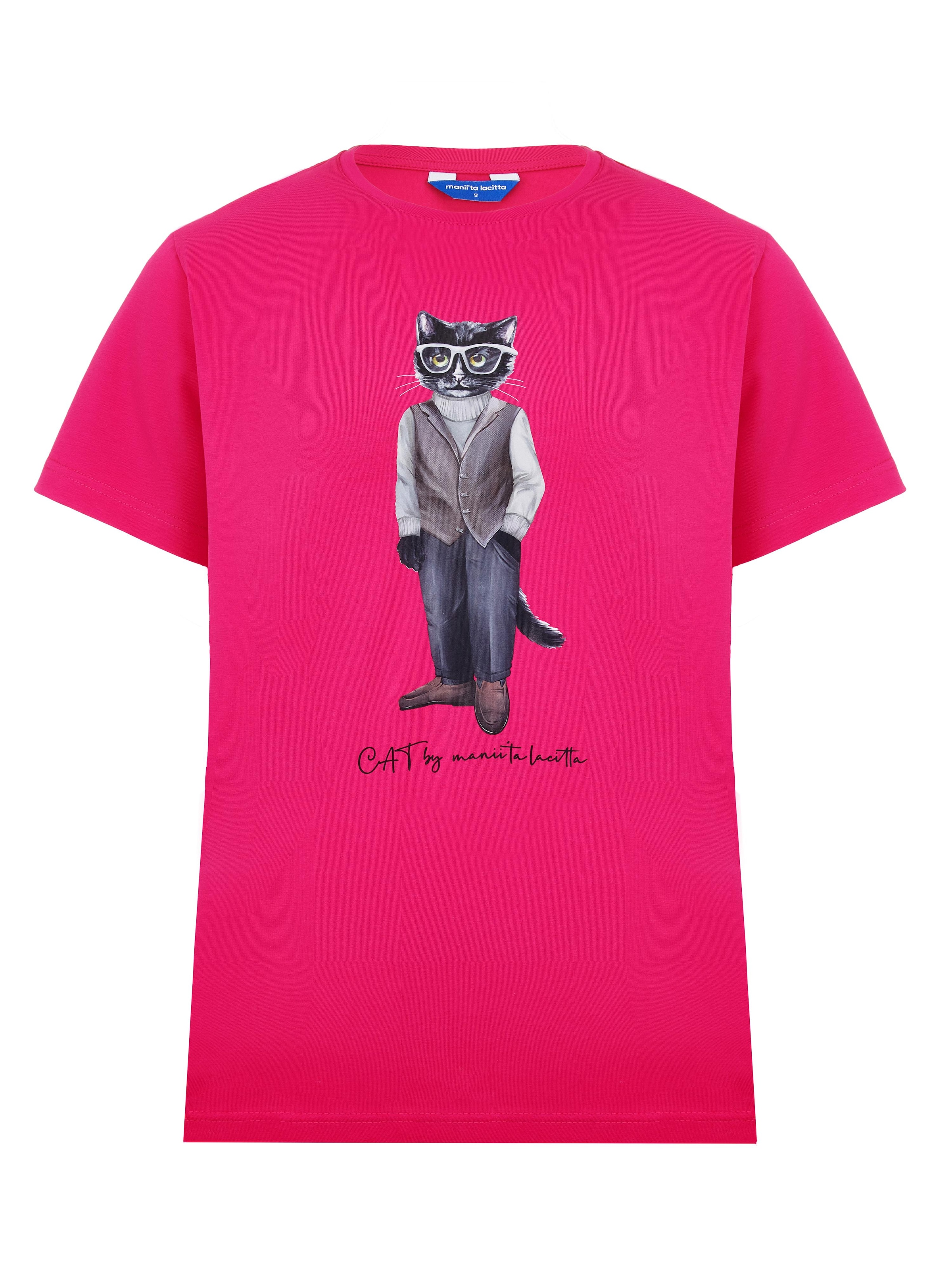 T-Shirt 'Minimalist Cat' Cat e Lolette en rose : devant