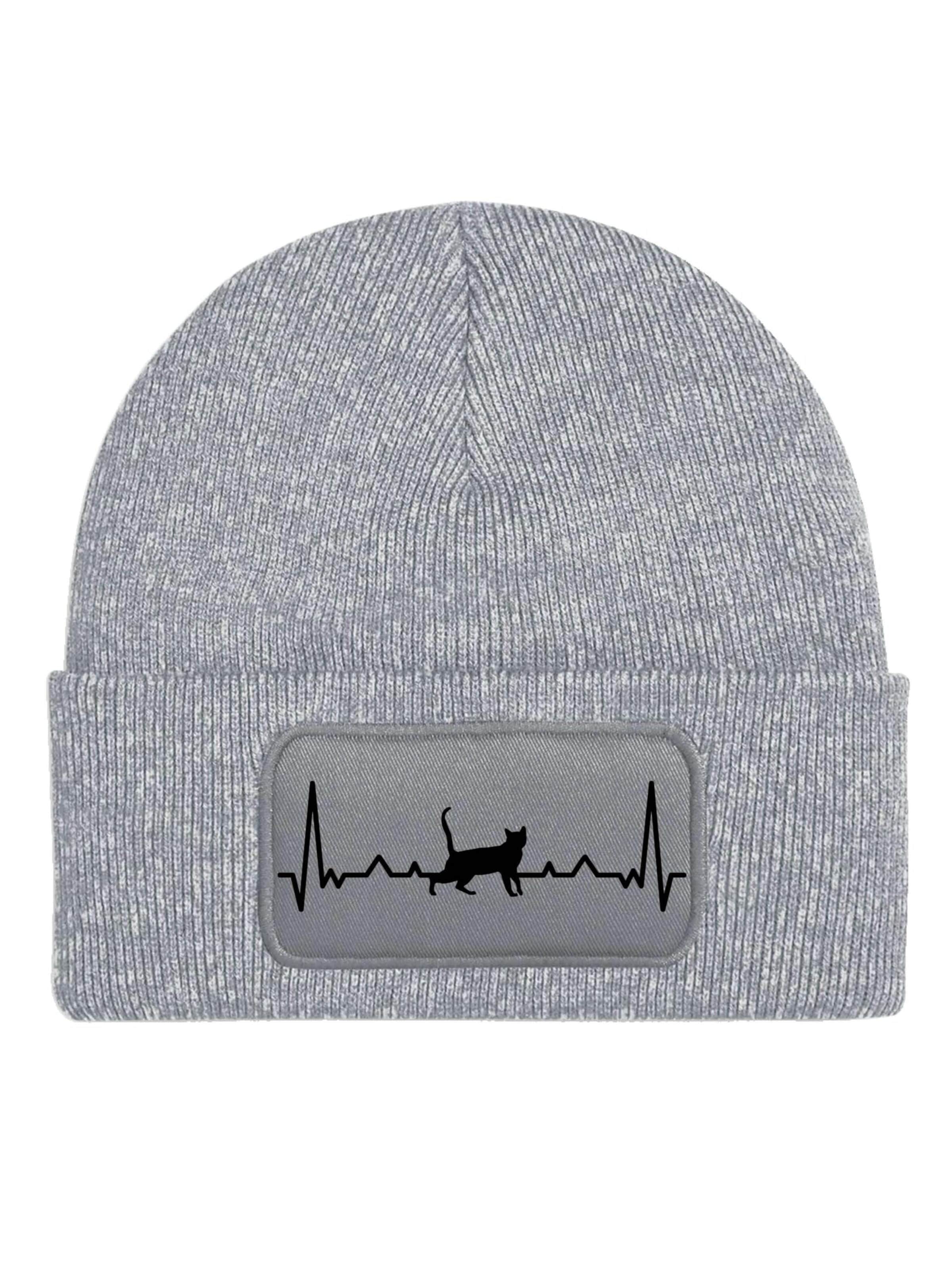 Youth Designz Mütze 'Heartbeat Katze'‌ in Grau: Vorderseite