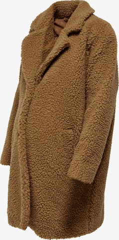 Only Maternity Between-Seasons Coat 'Mama Sherpa' in Brown: front