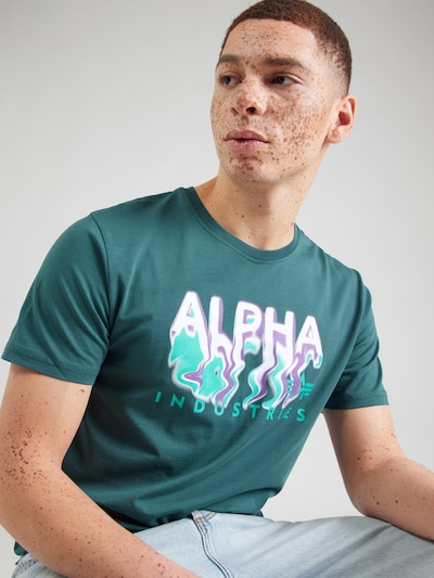 ALPHA INDUSTRIES Majica u tirkiz / smaragdno zelena / lila / bijela, Pregled proizvoda