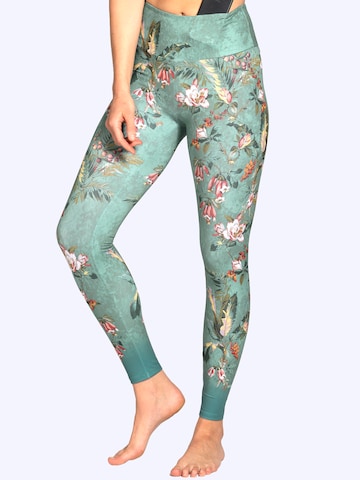 Magadi Skinny Sporthose 'Secret Garden' in Grün