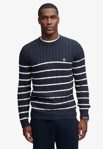 Superdry & Co Sveter 'Studios' - Modrá: predná strana