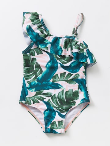 BONVERANO Athletic Swimwear 'Baby Mädchen UV Badeanzug 50+ Einteiler inkl Badekappe Sonnenschutz' in Green: front