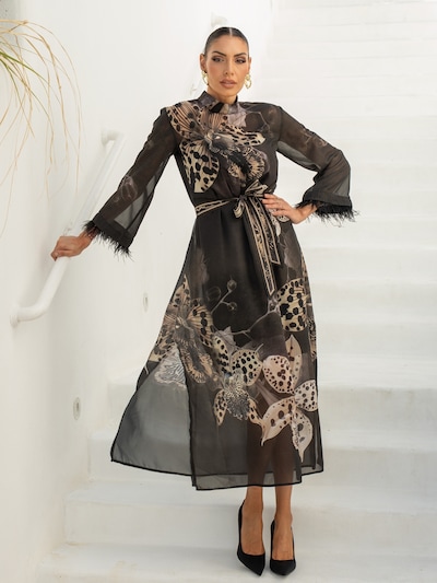 JIORO Oversized jurk 'LEO ORCHID' in de kleur Zwart, Productweergave