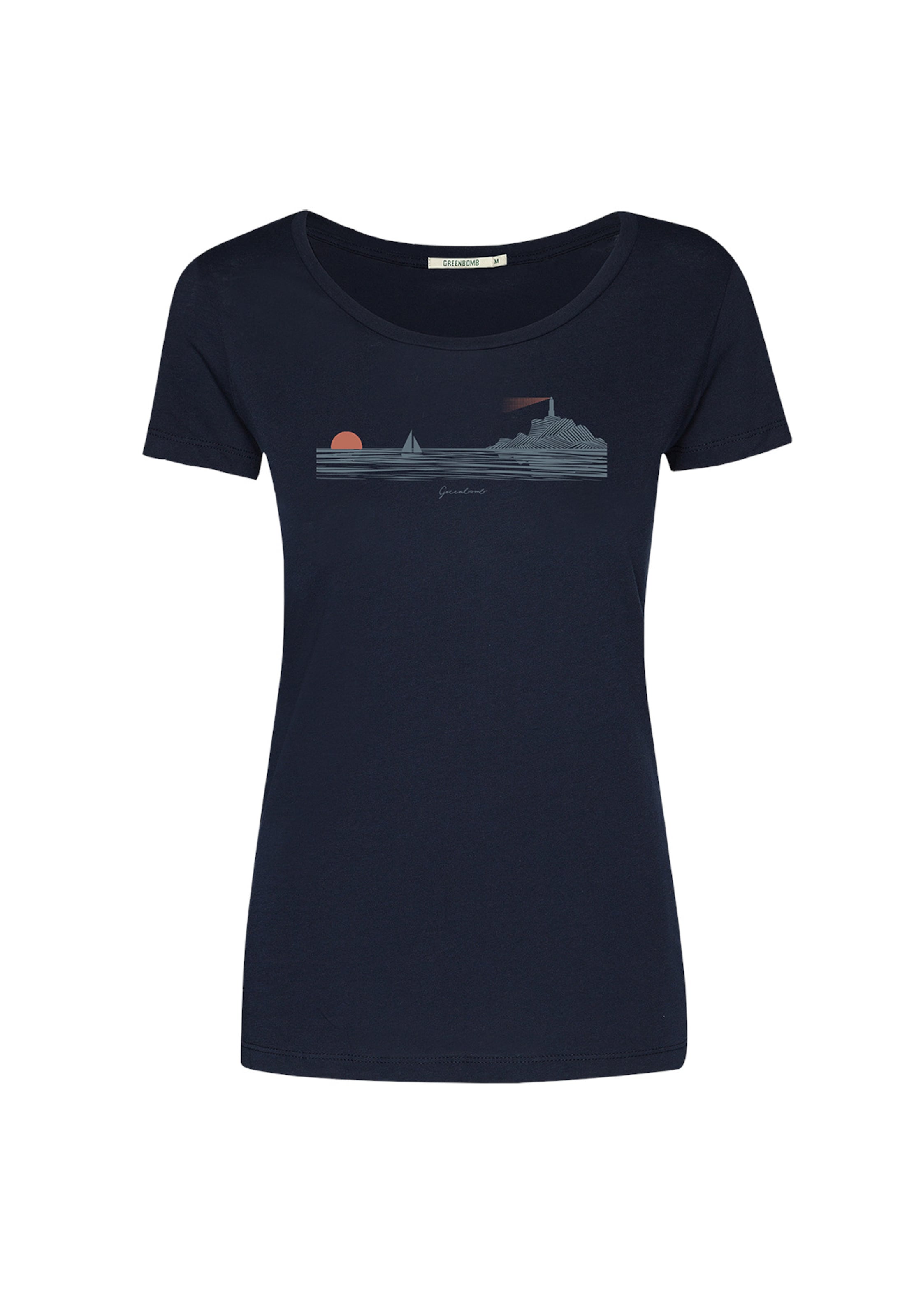 Maglietta 'Nature Lighthouse' di GREENBOMB in blu: frontale