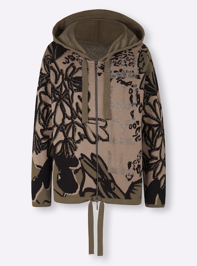 heine Strickjacke in khaki / schwarz, Produktansicht